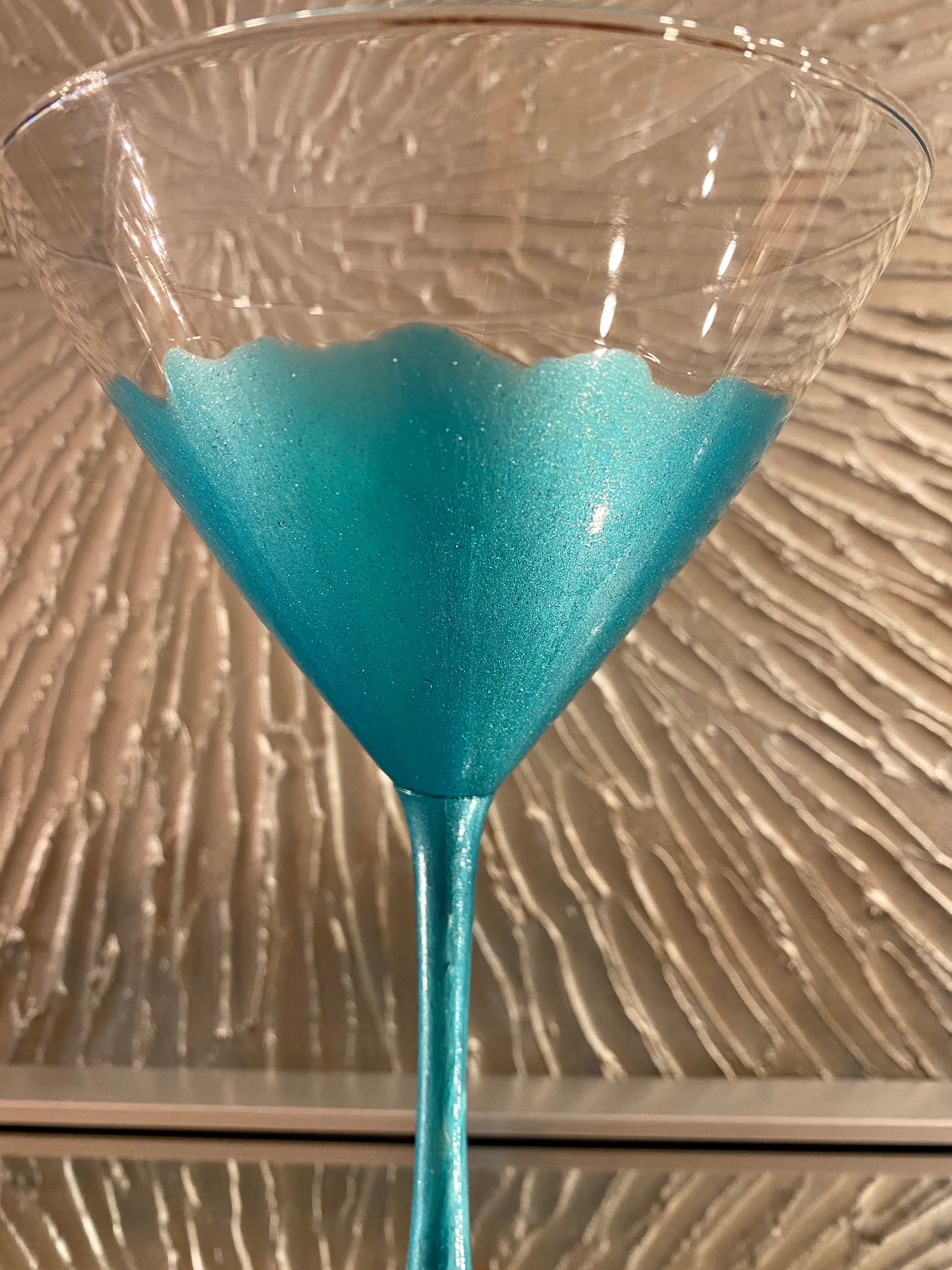 Custom Martini Glasses Ocean Martini Glasses Black and Gold Etsy