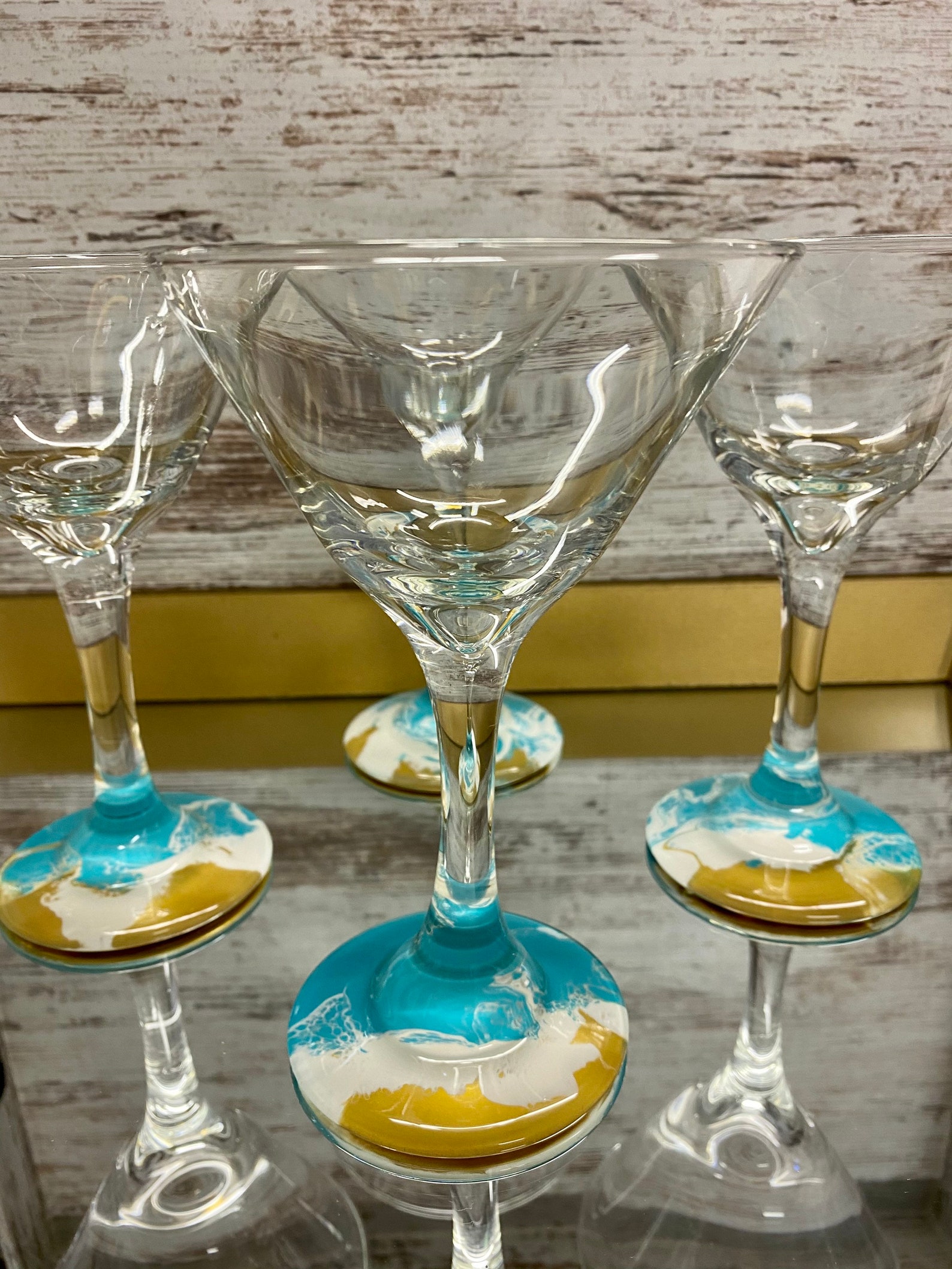 Ocean Theme Martini Glasses Set of 4 Martini Glasses Ocean Etsy