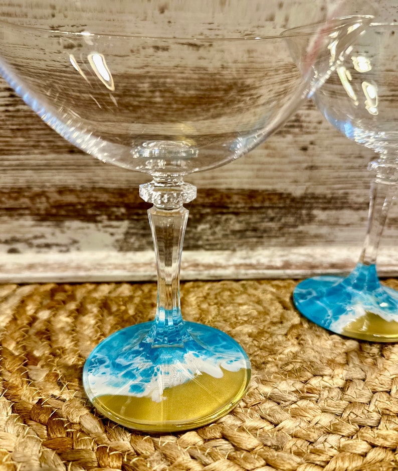 Ocean Theme Martini Glasses Set 2 Martini Glasses Beach Cup Etsy