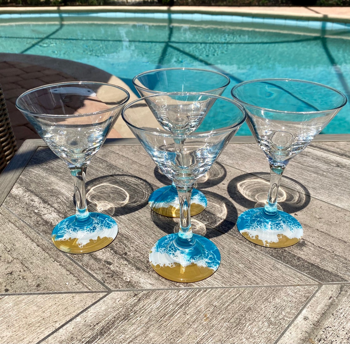 Ocean Theme Martini Glasses Set of 4 Martini Glasses Ocean Etsy