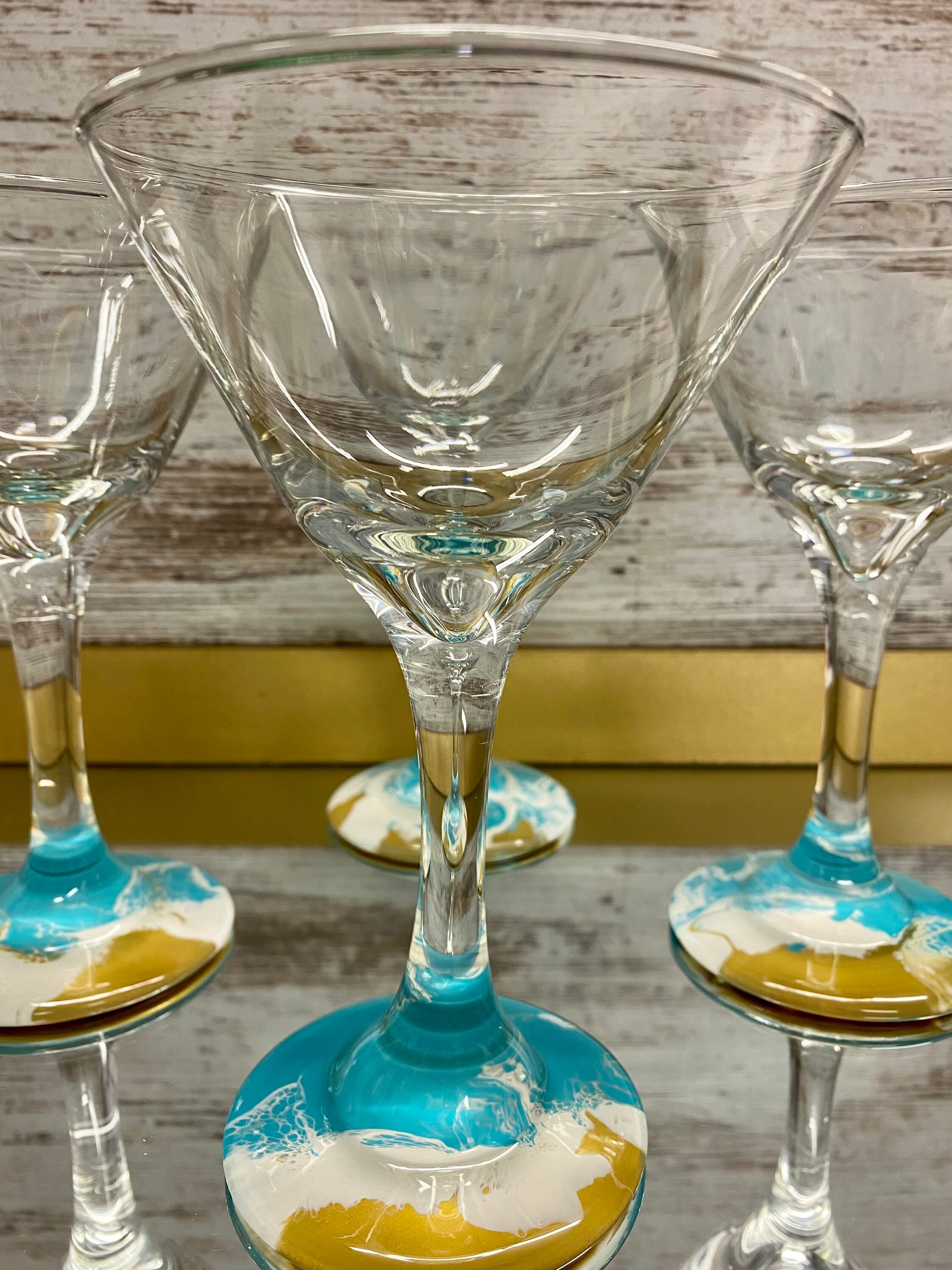 Ocean Theme Martini Glasses Set of 4 Martini Glasses Ocean Etsy