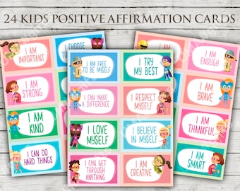 Printable Kid Affirmations, Positive Affirm Card Empower Kid, Encouragement Cards for Kids, Positivity Affirmations, Inspiration Cards