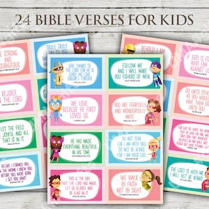 Scripture Memory Cards for Kids. 24 Bible Verse Cards for Children ...