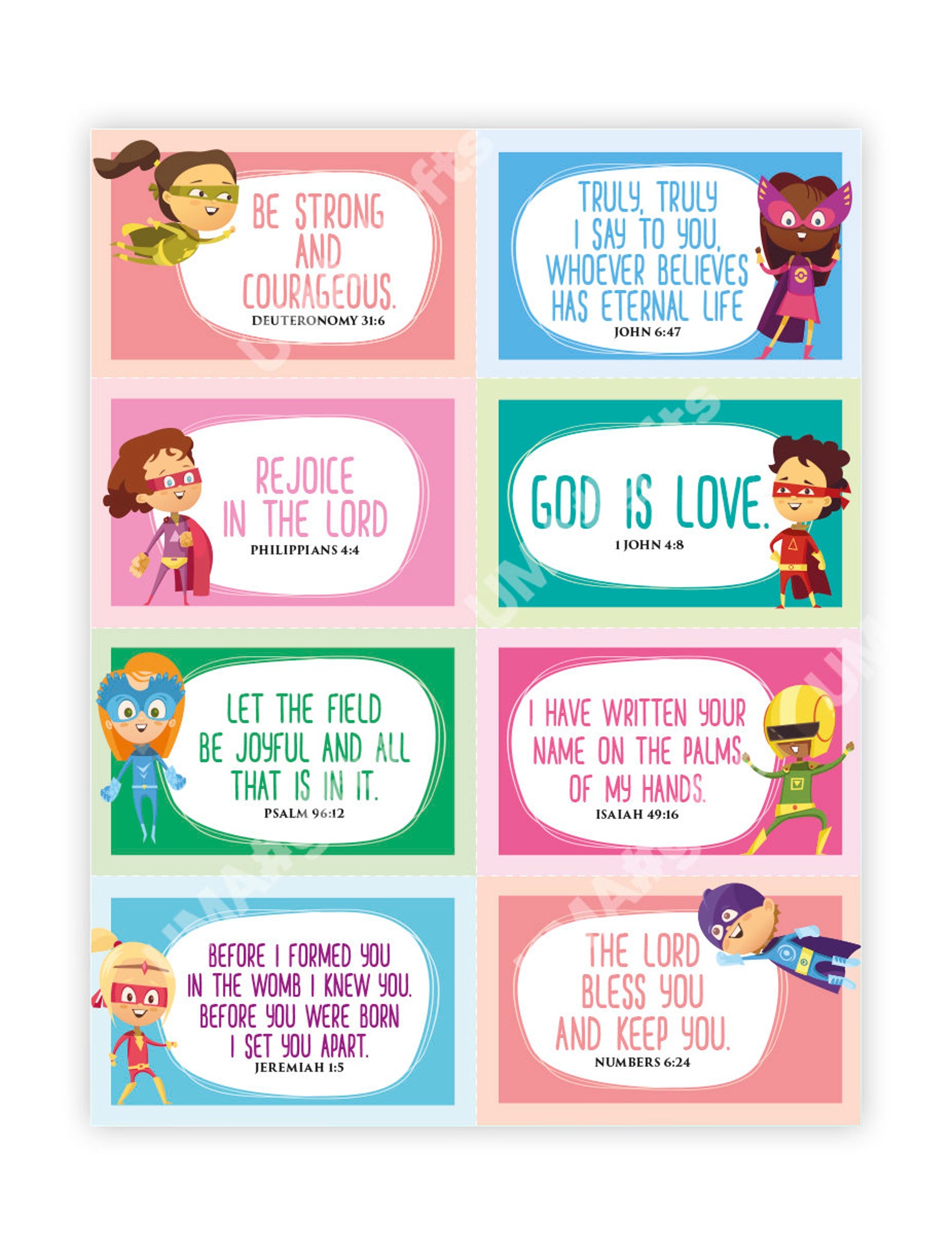 Scripture Memory Cards for Kids. 24 Bible Verse Cards for Children ...