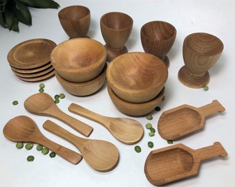 wooden play dishes