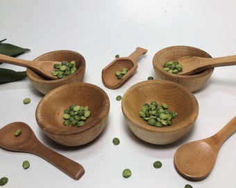 Montessori Toddler Wooden Bowl Set, Pretend Play Kitchen Set, Waldorf Preschooler Toy Dishes, Wooden Toys For Toddler Pretend Play Birthday