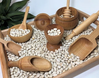 Sensory Bin Wooden Toy Kit, Montessori Toys Sensory Table, Loose Parts Play, Sensory Play Tool Kit, Wood Dishes Toddler Birthday Gift