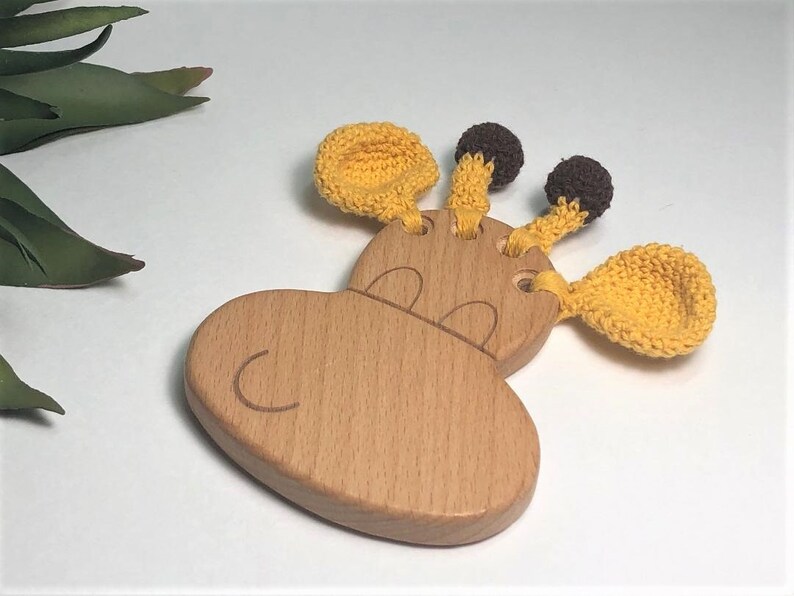Safari Baby Giraffe Baby Toy Wood Teething Ring Organic Etsy