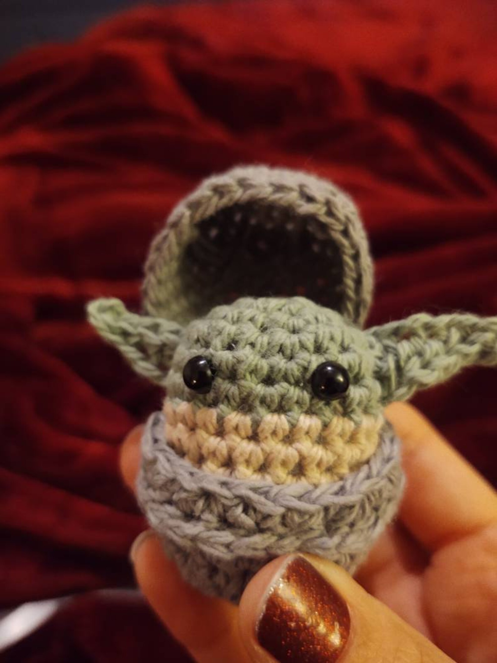 Mini Baby Yoda in bassinet | Etsy