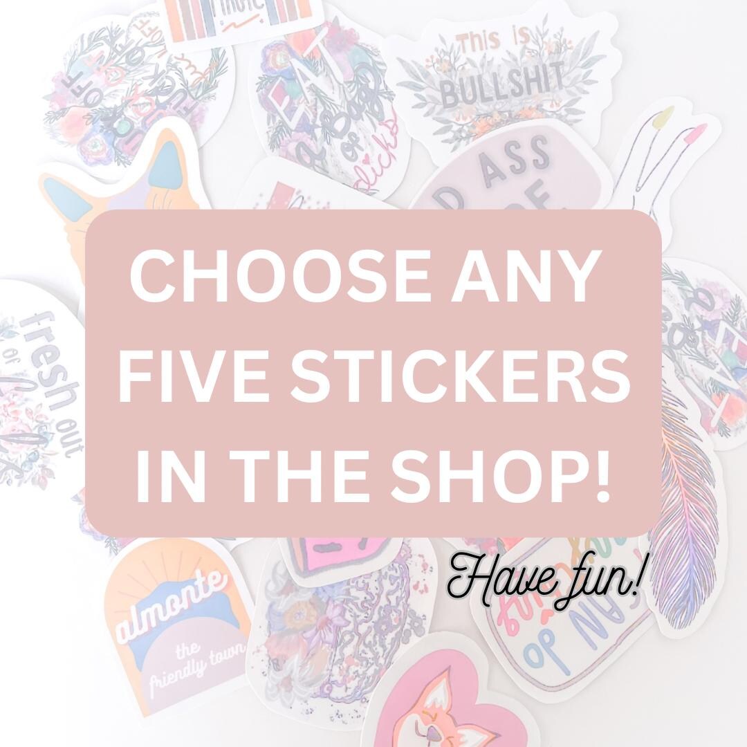 Sticker Mix Bunch Mix and Match Sticker Bundle Set of 5 Waterproof Stickers Personalized ...