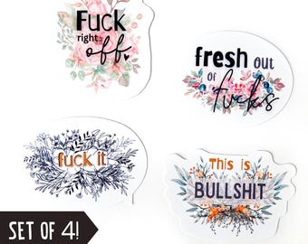 Funny Swear Word Sticker Pack: Floral Profanity, Adult Humor