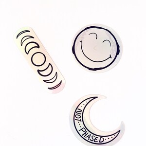 Moon set stickers, holographic sticker, large sticker, vinyl sticker, witch sticker, spiritual gift, Journal stickers, waterbottle sticker
