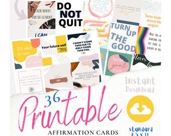 36 Printable Affirmation Cards, Motivational Oracle Card Deck (Digital Download)