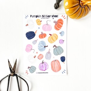 Fall Pumpkin Sticker Sheet: Vinyl Planner Stickers (5x7 in)