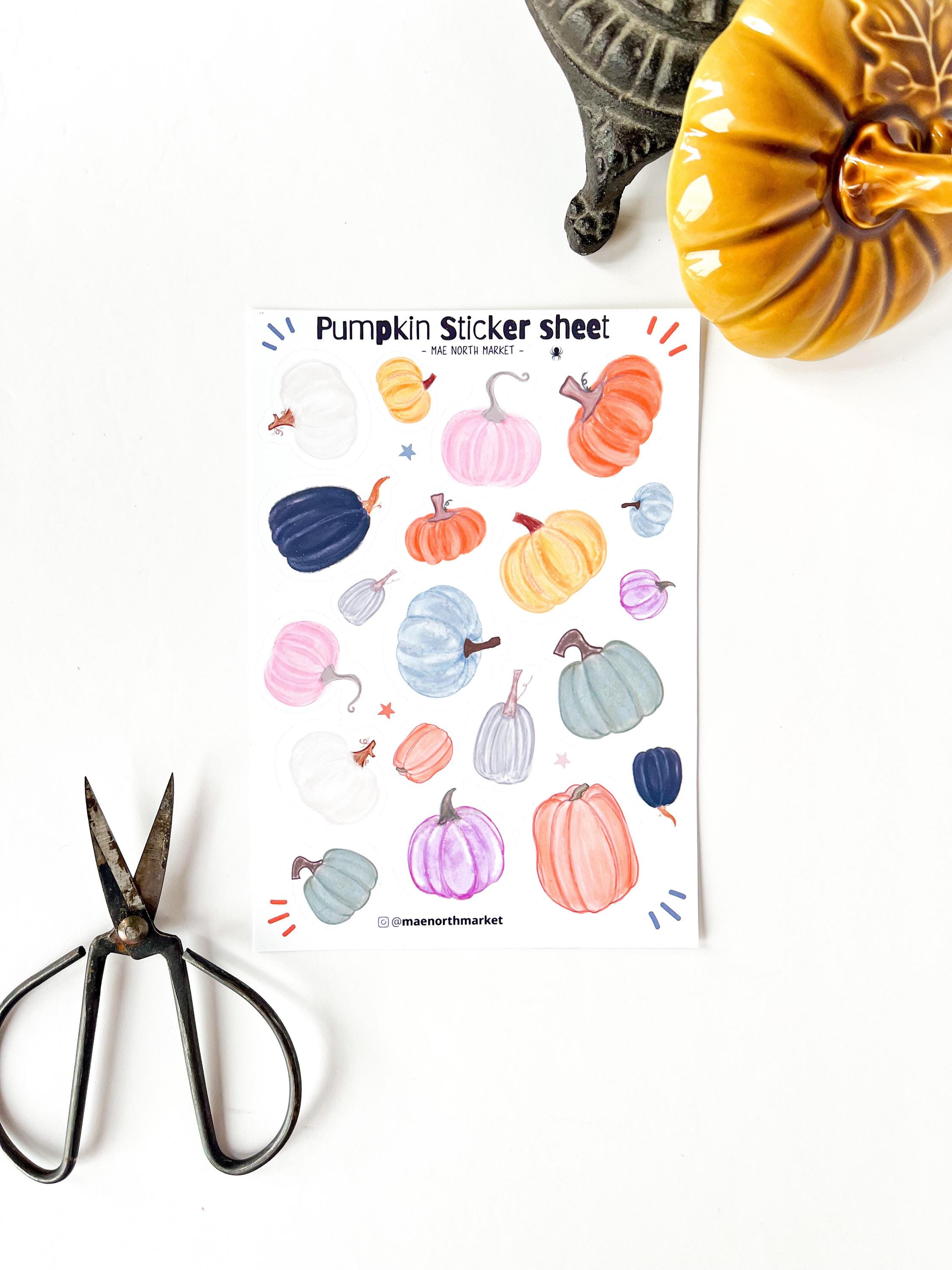 Pumpkin fall Sticker sheet |-> bullet journal, fall stickers, holiday stickers, journal stickers, Halloween, happy planner accessories, mini