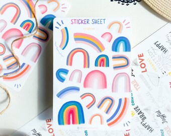 Rainbow stickers | sticker bundle, planner stickers, Journal stickers, bullet journal, sticker pack, kids craft ideas, rainbow art,