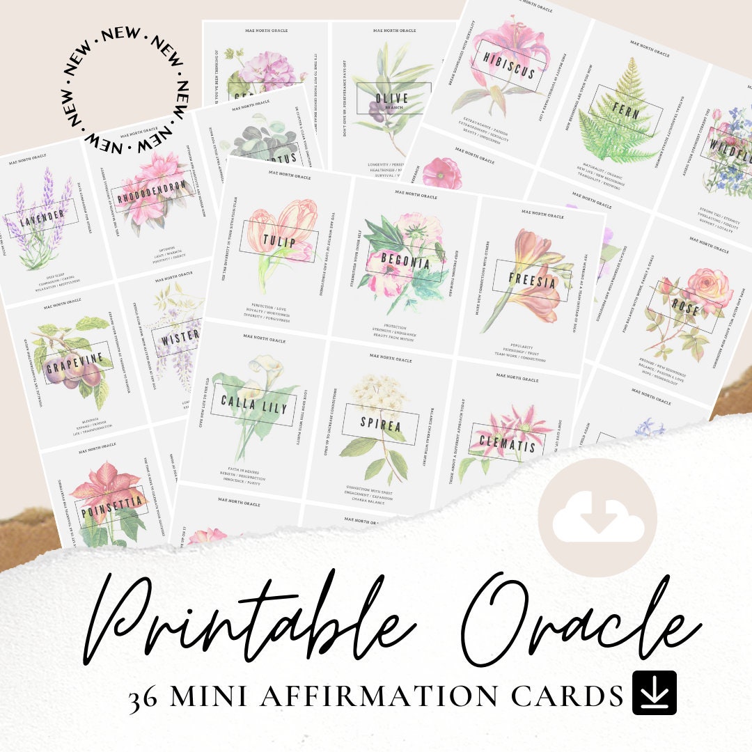 Printable AFFIRMATION CARDS for Mental Health Gift Oracle Cards Self ...