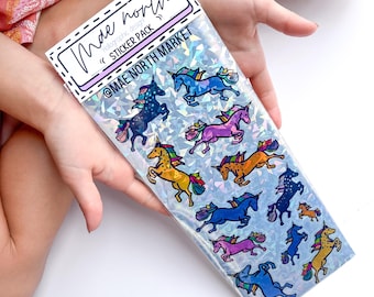 Holographic Unicorn Sticker Sheet Rainbow Kawaii Vinyl Decal vinyl holographic stickers for kids gifts unicorn holographic craft gift fun