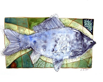 Aquarellbild Fisch Original