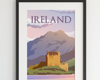 Ireland Poster, City Art, Ireland Wall Art, Ireland Print, Ireland Art, Travel Poster, Travel Illustration, Ireland Castle