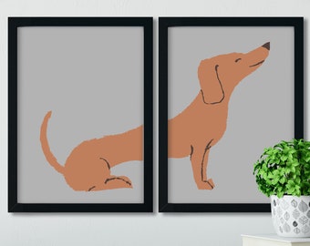 Dachshund Illustration, Pet Portrait, Dachshund Portrait, Dachshund Illustration, Dachshund Art Print, Dachshund Lover Gift, Dachshund Gift