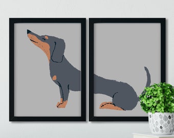 Dachshund Illustration, Pet Portrait, Dachshund Portrait, Dachshund Illustration, Dachshund Art Print, Dachshund Lover Gift, Dachshund Gift