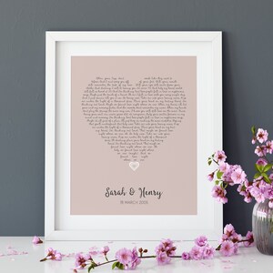 Song Lyrics Print, Personalised Lyrics Print, Heart Lyrics Print, First Dance Lyrics, Wedding Song Print, Anniversary Gift, Mother Gifts