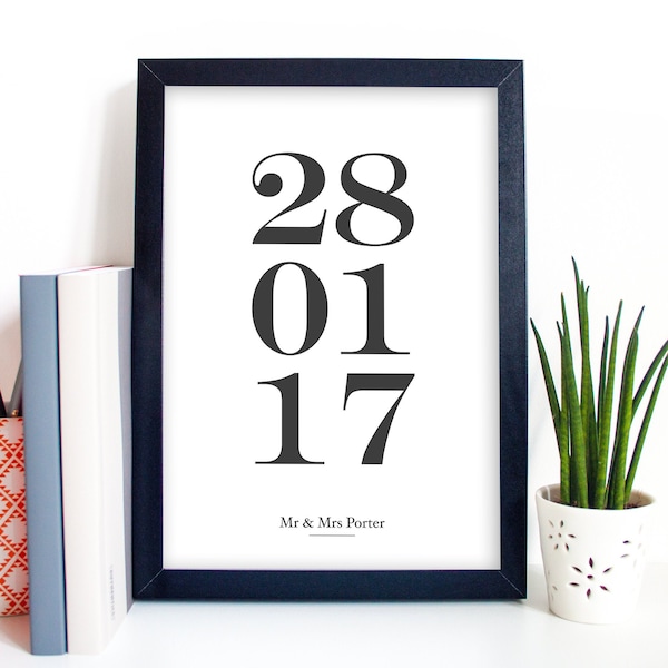 Special Date Print, Personalised Date Print, Wedding First Dance, Anniversary Gift, Baby Shower Gift, Custom Date Poster, Gift for Partner