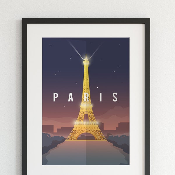 Affiche Paris, City Print, Paris Wall Art, Paris Print, Paris Art, Affiche vintage, Illustration de voyage, Affiche France, Affiche Tour Eiffel