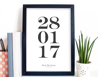 Special Date Print, Personalised Date Print, Wedding First Dance, Anniversary Gift, Baby Shower Gift, Custom Date Poster, Gift for Partner