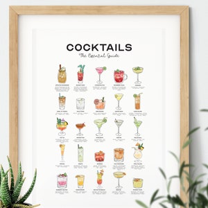 Cocktails Poster, Classic Cocktails Print, Cocktail Recipes, Cocktails Art, Cocktail Gifts, Cocktail Guide, Cocktail Menu, Kitchen Poster