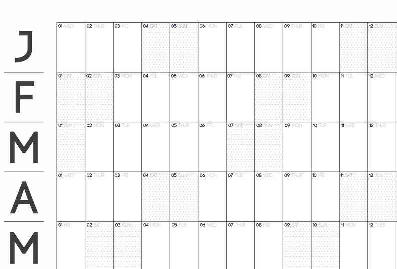 2020 Wall Planner Instant Download Yearly Wall Planner Etsy