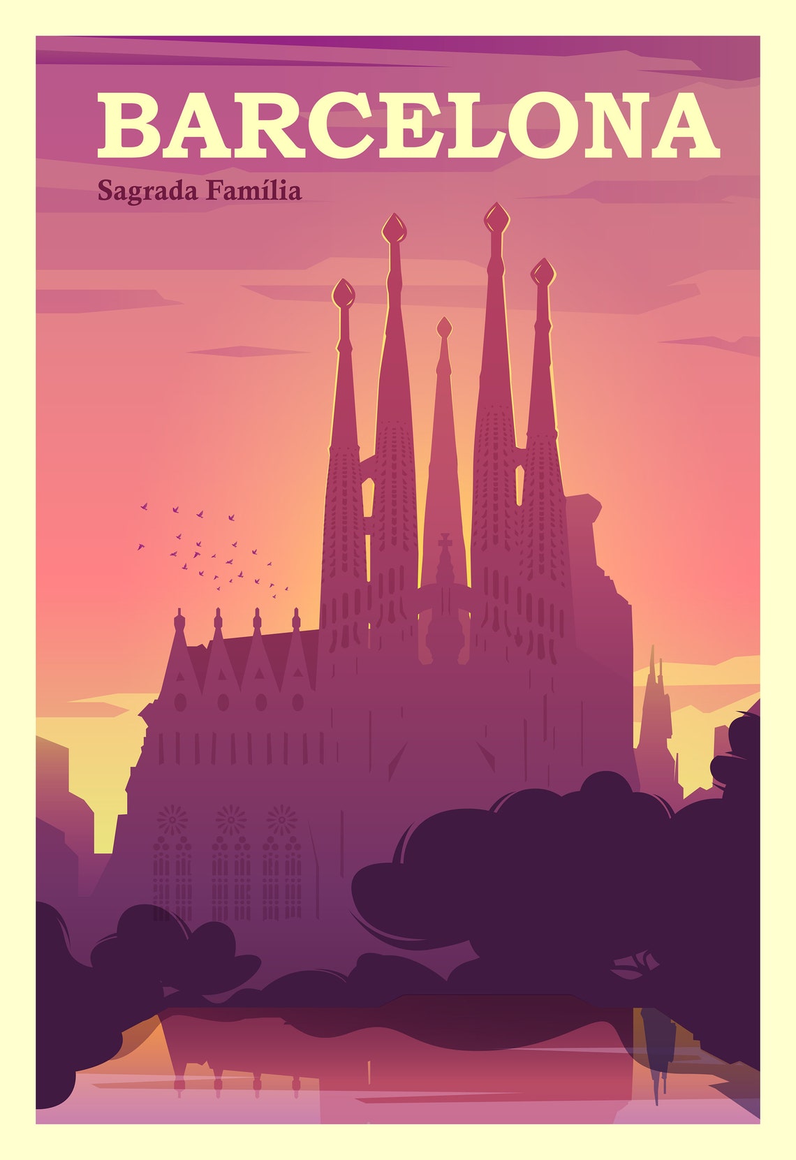 Barcelona Poster City Art Barcelona Wall Art Barcelona Etsy