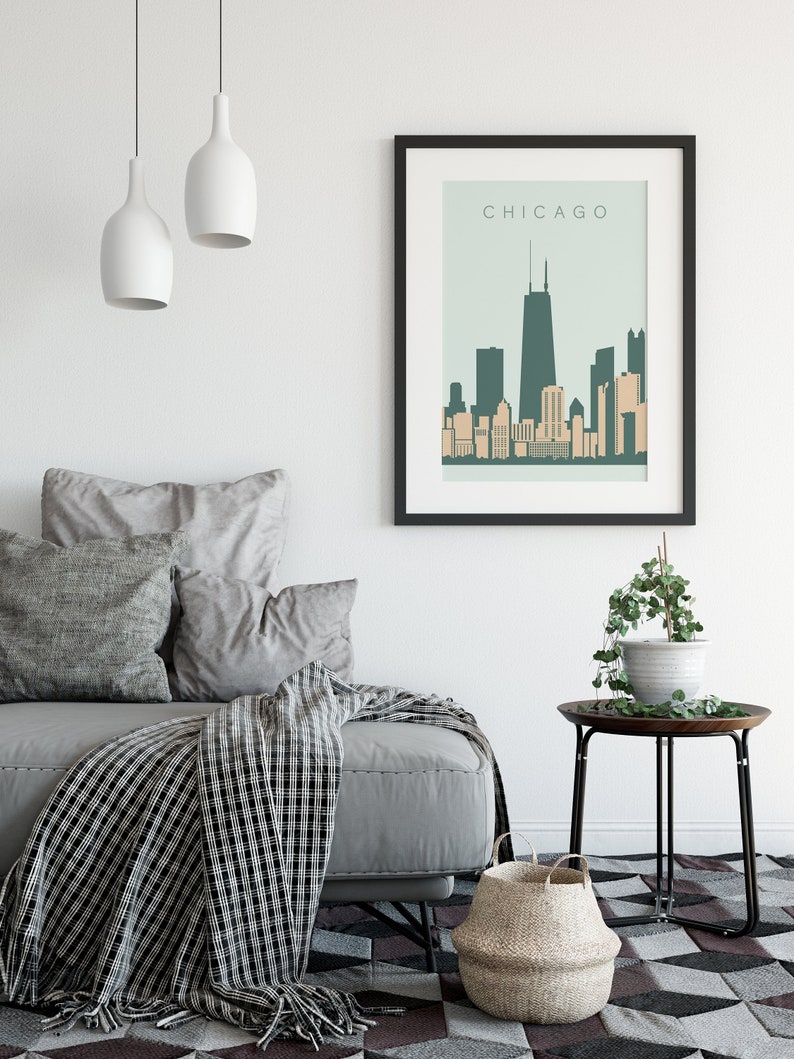 Chicago Poster City Art Chicago Wall Art Chicago Print Etsy