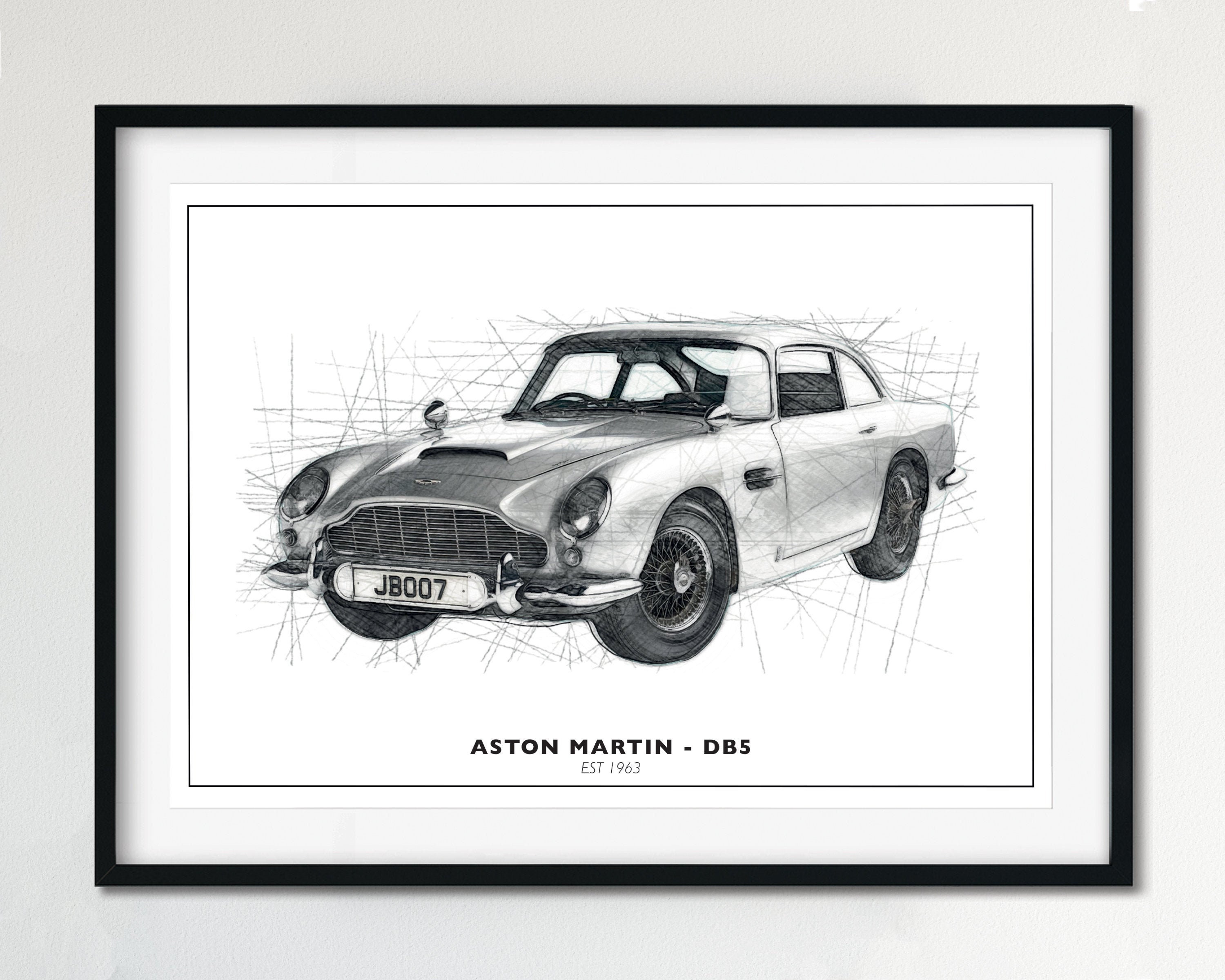 Aston Martin James Bond Car Car Sketch Martin - Etsy México
