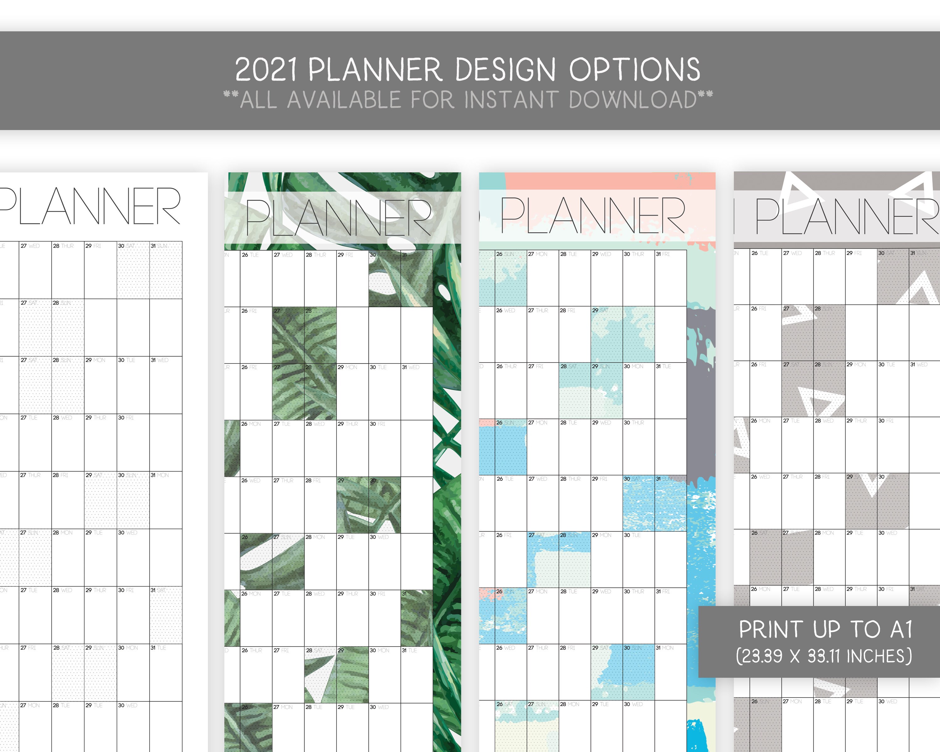 2021 Wall Planner Instant Download Yearly Wall Planner Etsy UK