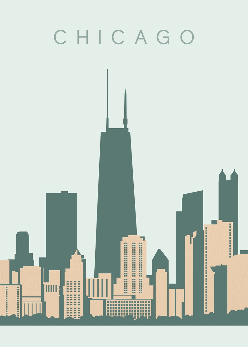 Chicago Poster City Art Chicago Wall Art Chicago Print Etsy