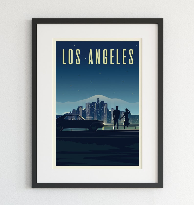 Los Angeles Poster City Art Los Angeles Wall Art Los Etsy