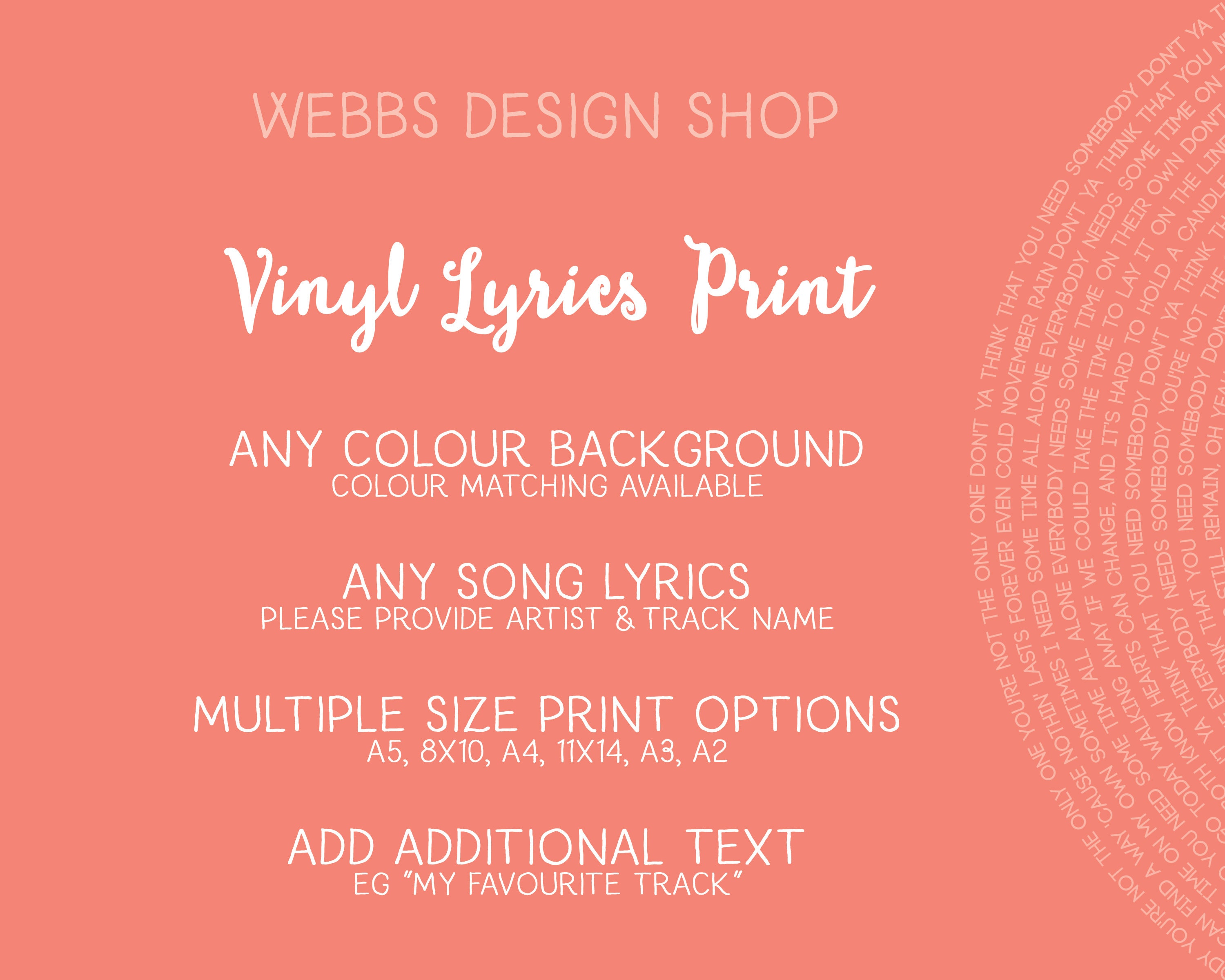 Song Lyrics Print Song Lyrics Wall Art Custom Lyric Print Etsy UK