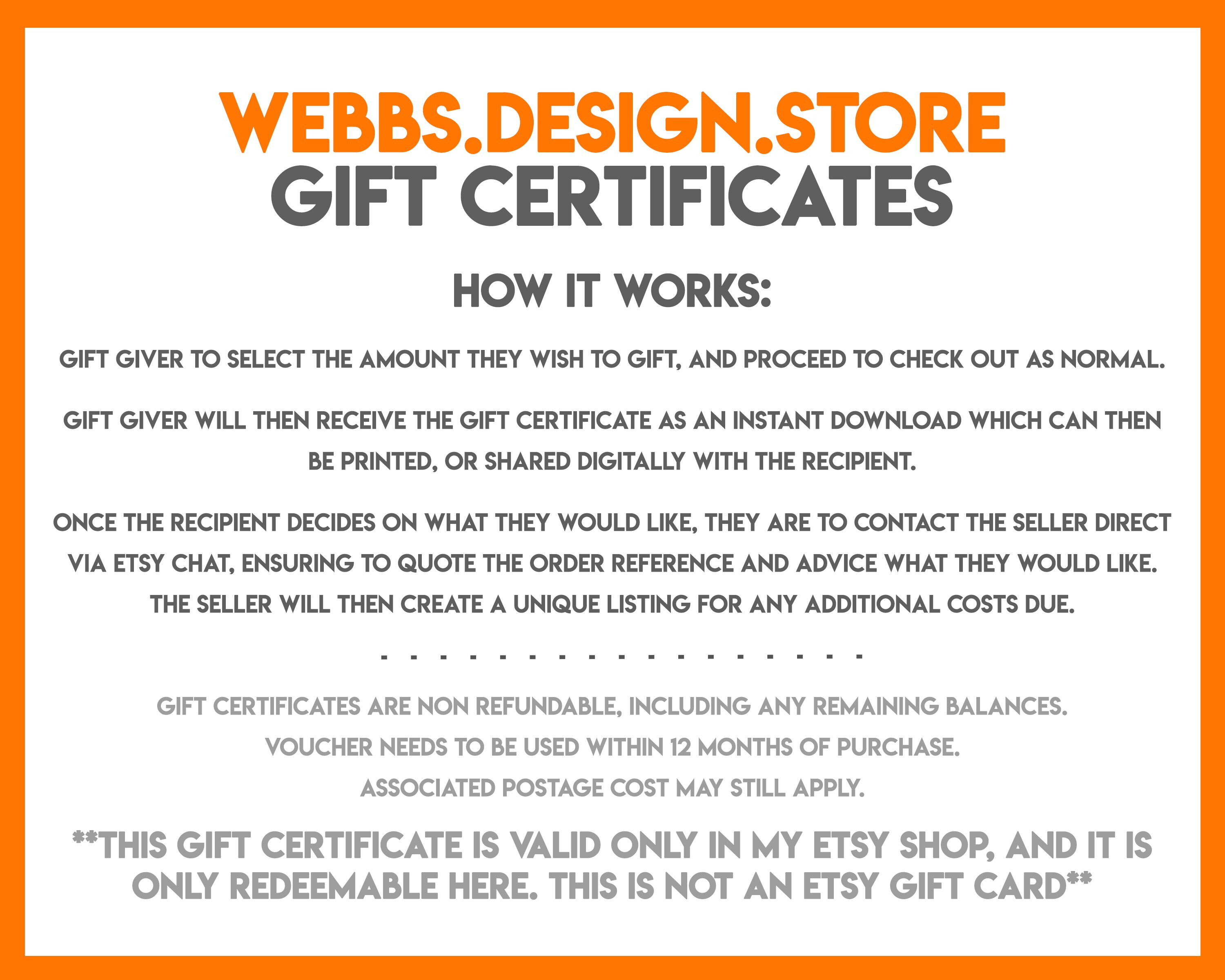 Gift Certificate Gift Card Etsy Gift Card Etsy Gift Etsy