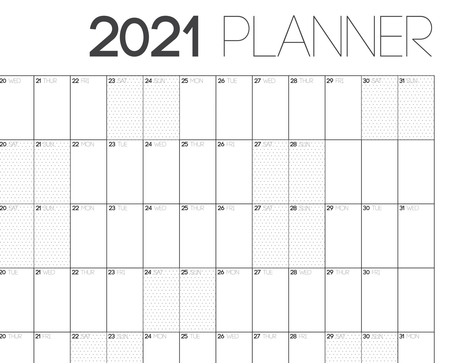 2021 Wall Planner Instant Download Yearly Wall Planner Etsy