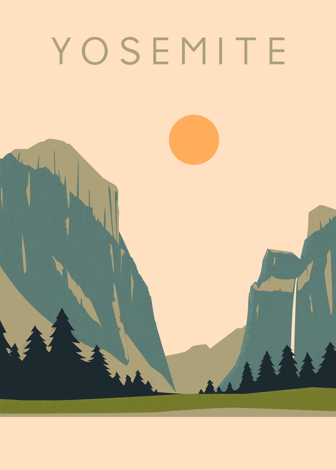 Yosemite Poster City Art Yosemite Wall Art Yosemite Print Etsy