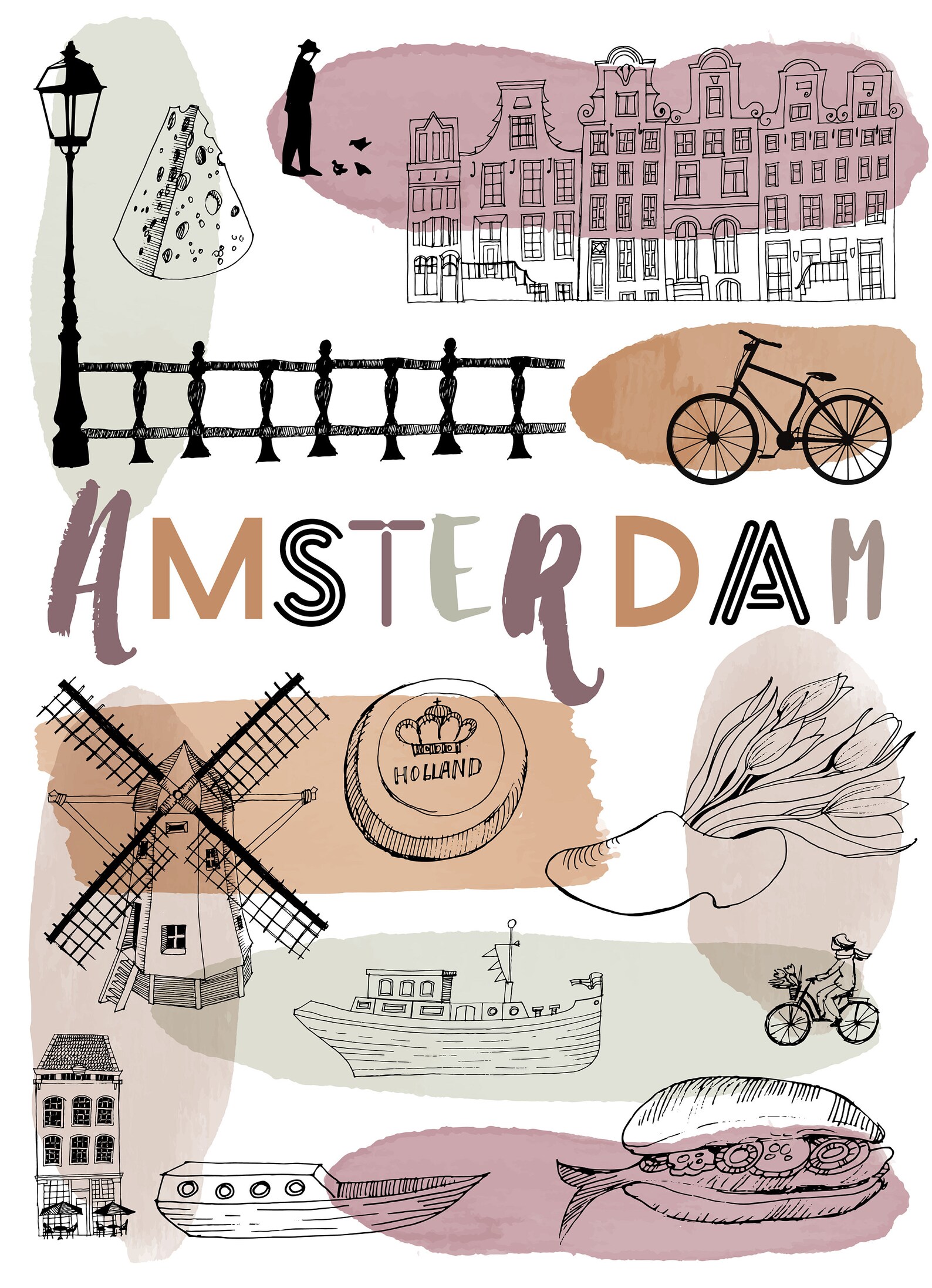 Amsterdam City Poster Netherlands City Art Amsterdam Wall | Etsy