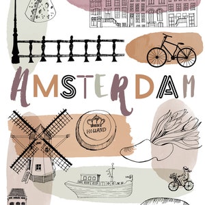 Amsterdam City Poster, Netherlands City Art, Amsterdam Wall Art ...