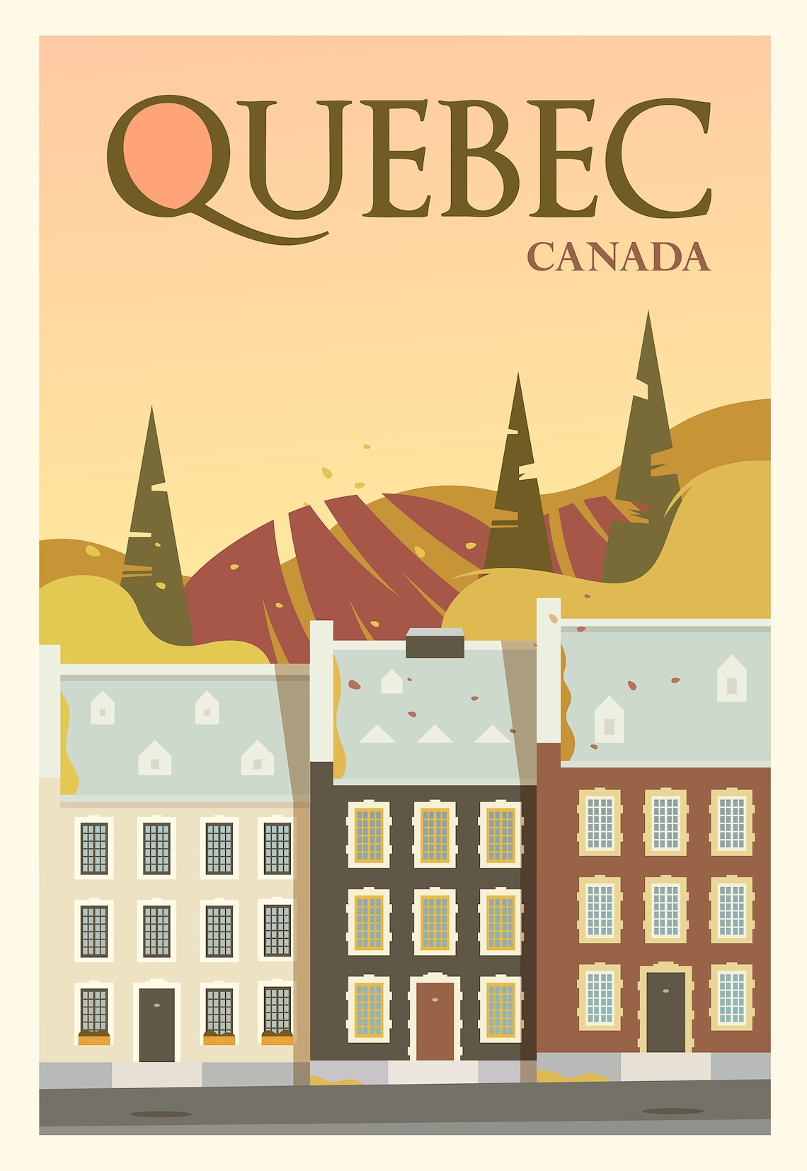 Quebec Poster City Art Quebec Wall Art Quebec Print Quebec Etsy UK