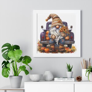 Poster verticale con cornice di gnomo autunnale / Decorazioni autunnali accoglienti e decorazioni murali per il Ringraziamento / Accenti rustici per la casa e decorazioni stagionali