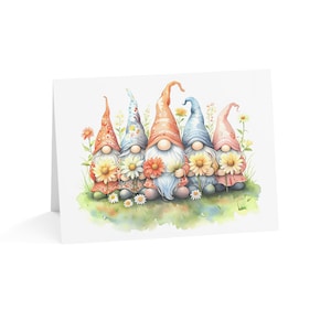 Ensemble de cartes de voeux gnome - cartes de voeux vierges toutes occasions, parfaites pour les anniversaires, merci, amitié, Pâques, tous les jours