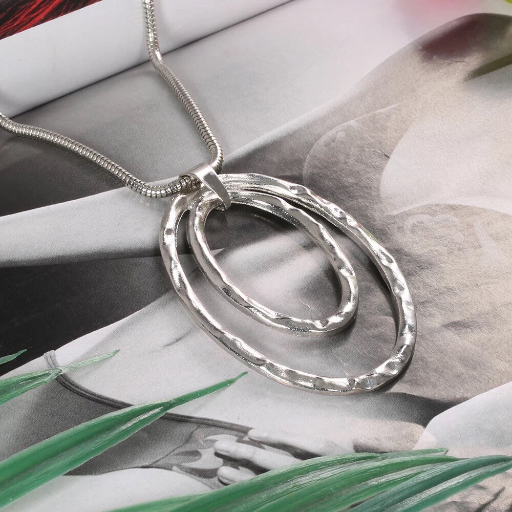 Silver sweater necklace. Silver necklace. Pendant necklace Etsy