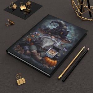 Carnet cartonné gnome magique, notes d'Halloween effrayantes, cadeaux de sorcières pour les amoureux des chats, objets de collection gnomes, cadeaux pour amis, journal amusant