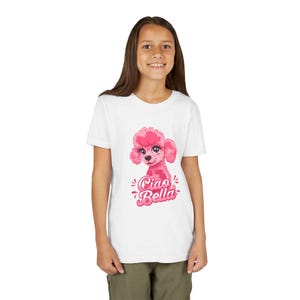 Cute Poodle Youth Tee - Ciao Bella, Kids Graphic T-Shirt, Animal Lover Gift, Birthday Apparel, Pet Theme Clothing